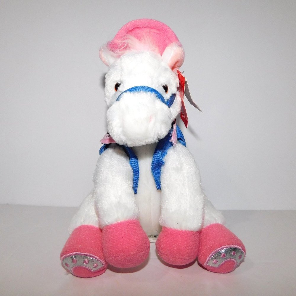Aurora ROUND UP WHITE PONY Cowgirl Pink Cowboy Hat  Bandana 9" Plush Stuffed